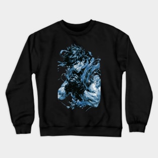 Ryu from Street Fighter in Fighting Pose with Furious Face in Ink Painting Style Crewneck Sweatshirt